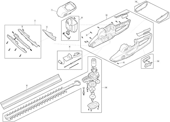MHT 40 Li - 2020-2022 - 273030003/M20 - Mountfield Hedge Trimmer Main Assy Diagram