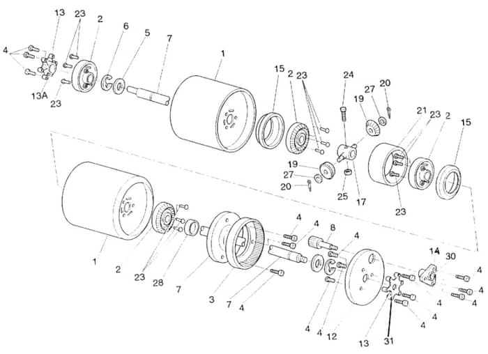 Atco Balmoral 20S - Up To 001968A - Rear Roller Assembly