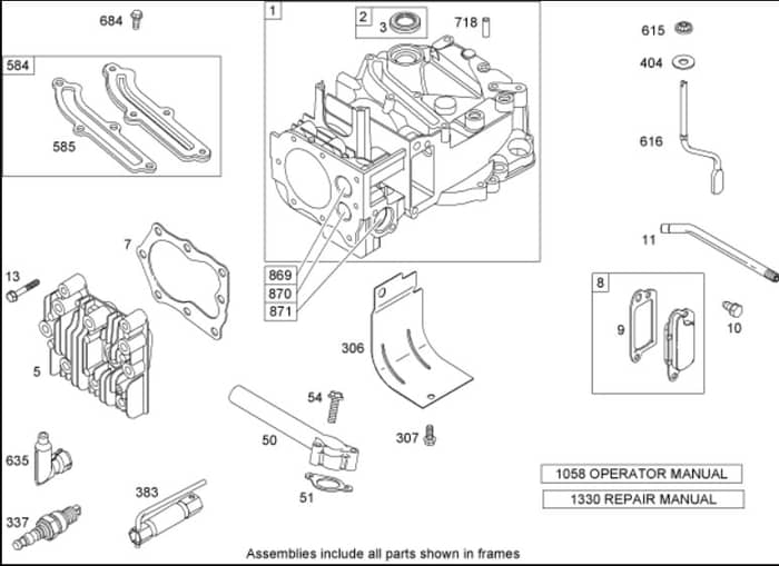 Hayter R48 - 447T (447T280T00001 - 447T280T99999) - Cylinder Assy B&S 126T05-1840-B1