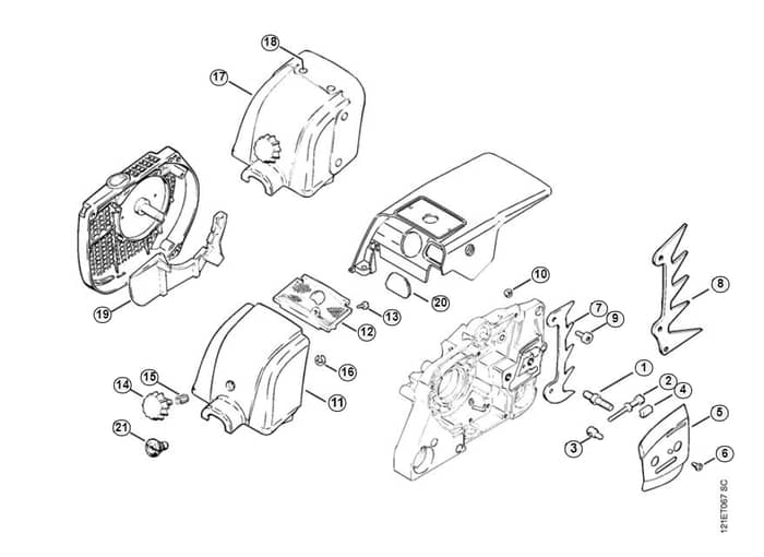 Stihl 038 Mr Chain Tensioner, Carburetor Box Cover - P-Group