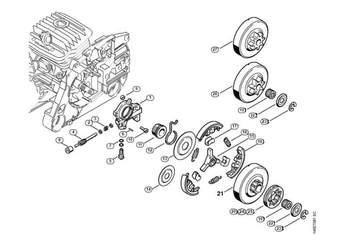 Stihl 046 Wvh Oil Pump, Clutch - D-Group