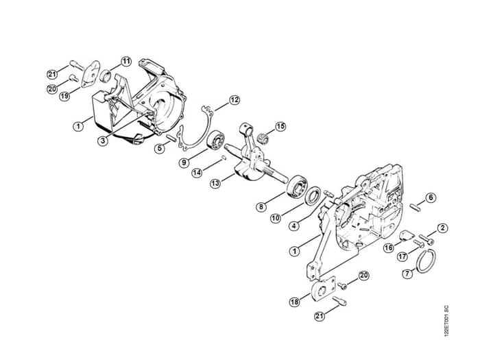 Stihl 048 Crankcase, Crankshaft - A-Group