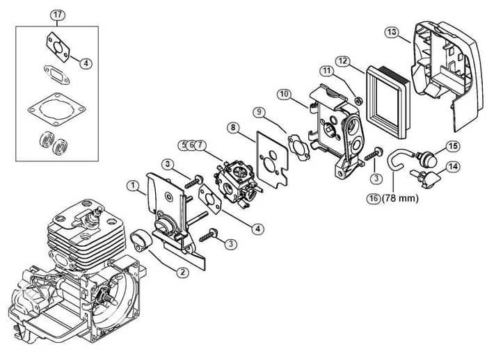 Genuine Stihl KA120 / F - Carburetor housing, Air filter
