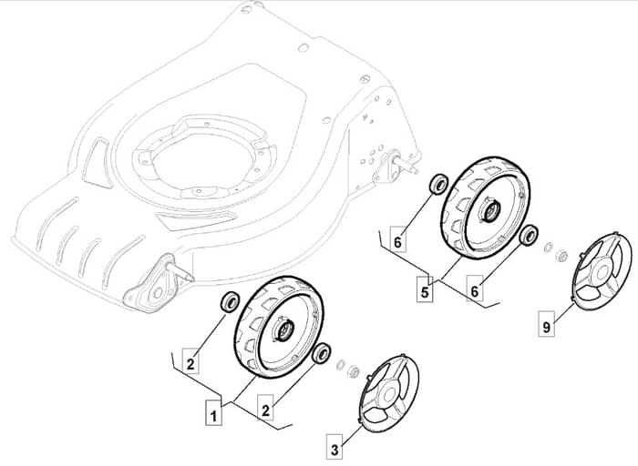 HP425 - 2015-2018 - 295431038/M15 - Mountfield Rotary Mower Wheels Diagram