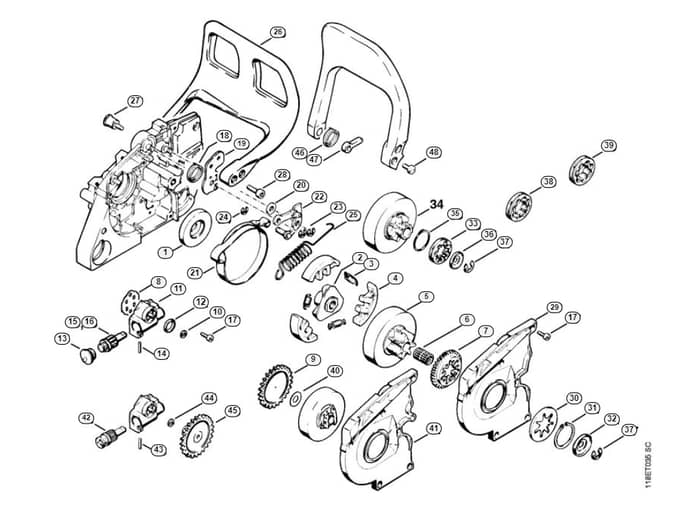 Stihl 028 Oil Pump, Chain Brake - G-Group