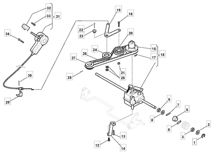 M44 PD - 2008-2010 - 292502043/UM8 - Mountfield Rotary Mower Transmission Diagram