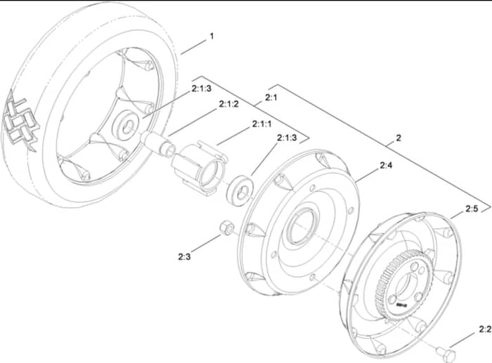 Hayter 21 Inch Heavy Duty - 455E (455E310000001 - 455E310999999) - Rear Wheel Assembly No. 115-3813