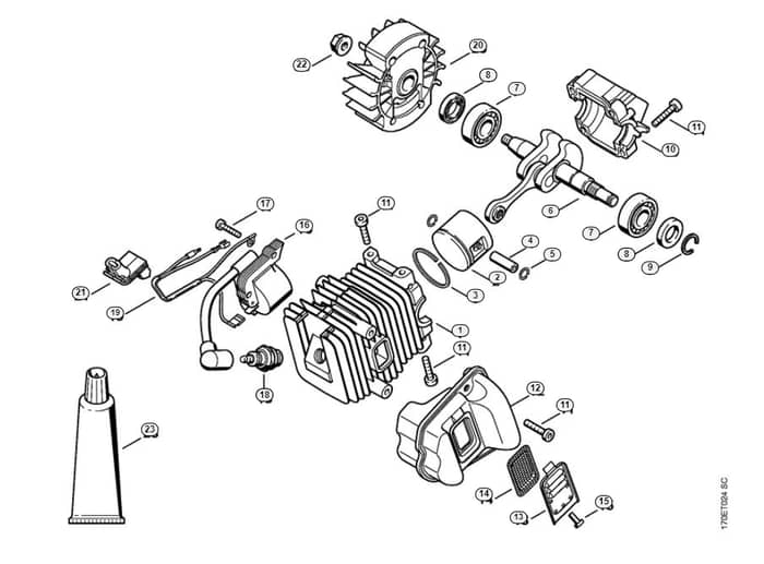 Stihl 019 T Cylinder With Piston, Ignition System - A-Group