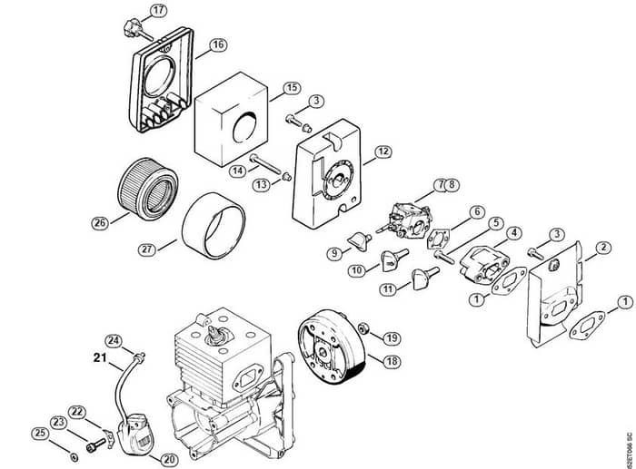 Genuine Stihl SR320 / C - Air filter, Ignition system
