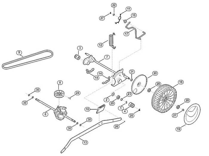 Genuine Stihl RM650.0 T / E - Shaft, Gear box