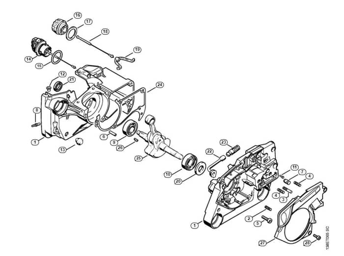 Stihl 036 Pro Crankcase - A-Group
