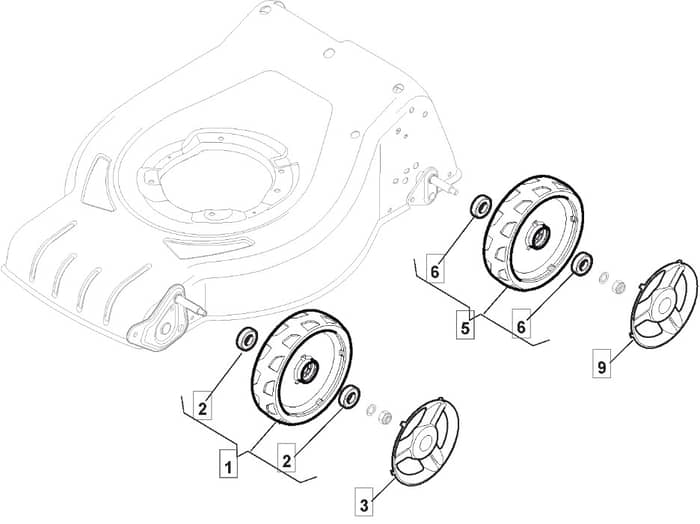 S42 HP Li - 2017 - 295431003/M17 - Mountfield Rotary Mower Wheel Diagram