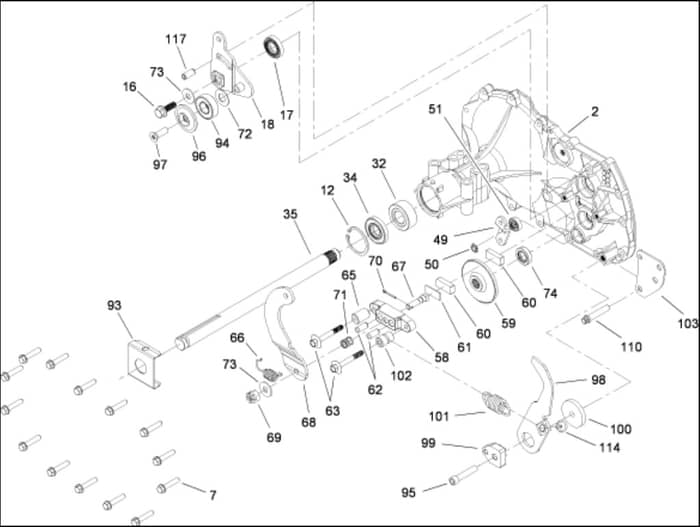 Hayter RT380H - 135E (135E280000001 - 135E280999999) - Side Housing - Transaxle 104-1760