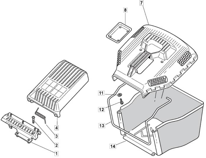 MB482 B - 2005-2007 - 12-5586-92 - Mountfield Rotary Mower Grass Bag Diagram