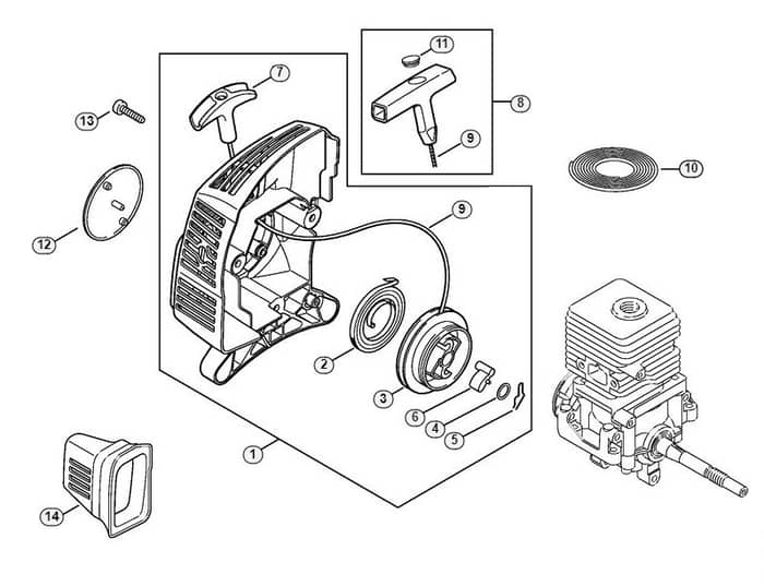 Genuine Stihl KM55 R / D - Rewind starter
