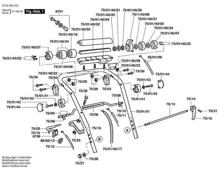 Atco Balmoral 20SE - F016309442 - Handle Assembly