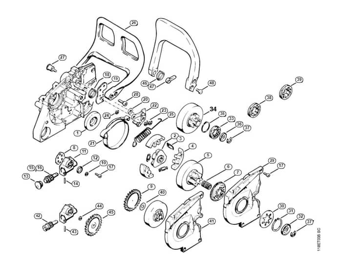 Stihl 028 Wb Oil Pump, Chain Brake - G-Group