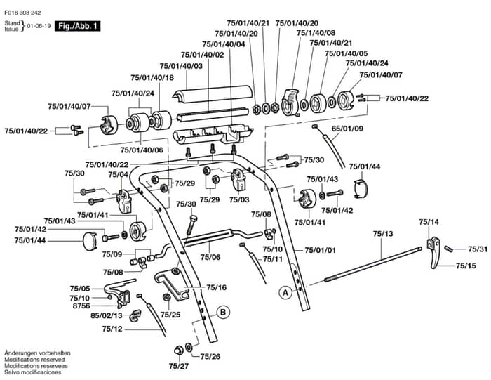 Atco Balmoral 17S - F016308242 - Handle Assembly