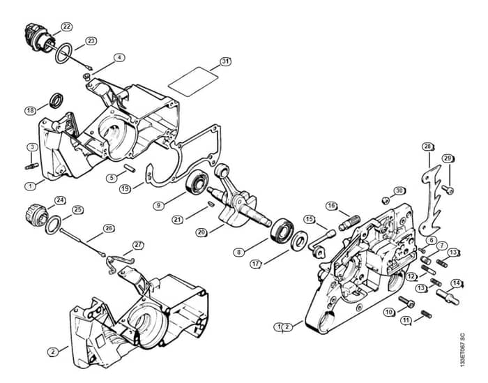 Stihl 026 Pro Crankcase - A-Group
