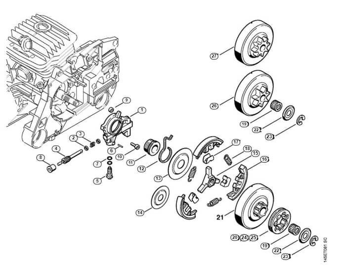 Stihl 046 W Oil Pump, Clutch - D-Group