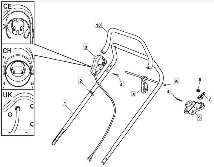 EL 46 HP - 2008 - 294484063/BQ - Mountfield Rotary Mower Upper Handle Diagram