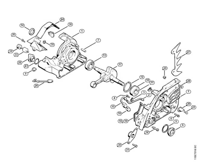 Stihl 045 Ave Crankcase, Crankshaft - A-Group