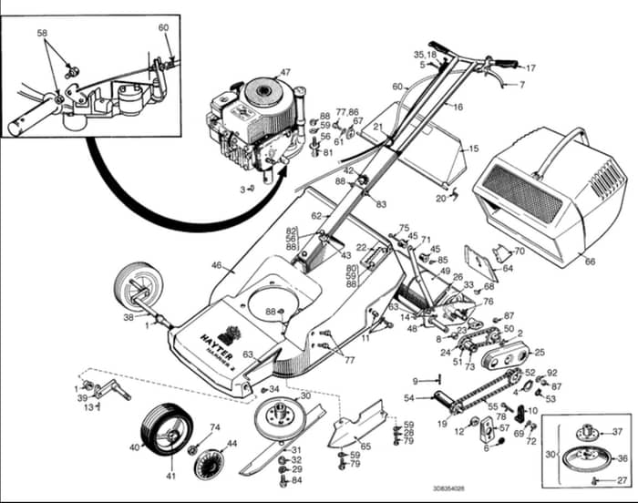 Hayter Harrier 19 - 083 (083-54026 - 083-99999) - Mainframe Assembly
