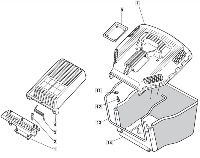 M4510 HP - 2008 - 292451043/M08 - Mountfield Rotary Mower Grass Bag Diagram