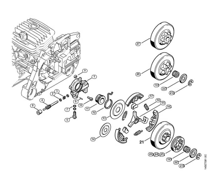 Stihl 046 Magnum R Oil Pump, Clutch - D-Group