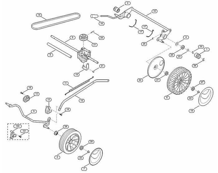 Genuine Stihl RM253.1 T / C - Chassis, Gear box