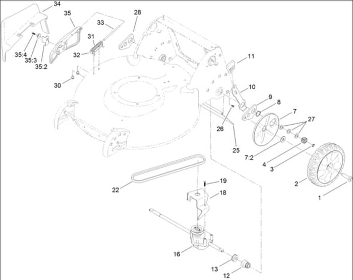 Hayter R53S - 448F (314000001 - 314999999) - Rear Wheel - Transmission Assy