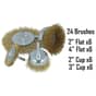 Assorted 24-Piece Wire Brush Set – Flat & Cup Brushes, Tempered Steel