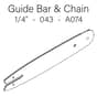 Stihl MS194 T Chainsaw Guide Bar & Chain - 1/4" - 043" - A074