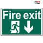Scan Fire Exit Running Man Arrow Down - PVC 300 x 200mm - 1503