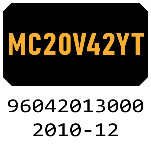 McCulloch MC20V42YT - 96042013000 - 2010-12 Ride On Mower Parts
