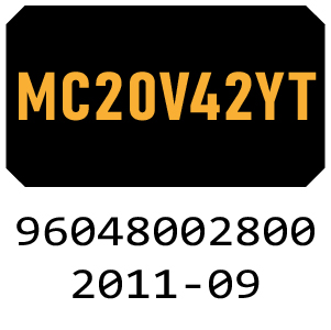 McCulloch MC20V42YT - 96048002800 - 2011-09 Ride On Mower Parts