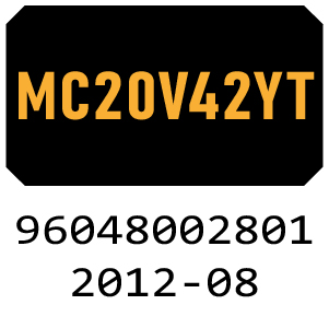 McCulloch MC20V42YT - 96048002801 - 2012-08 Ride On Mower Parts