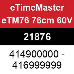 Toro eTimeMaster eTM76 76cm 60V - 21876 (414900000 - 416999999)