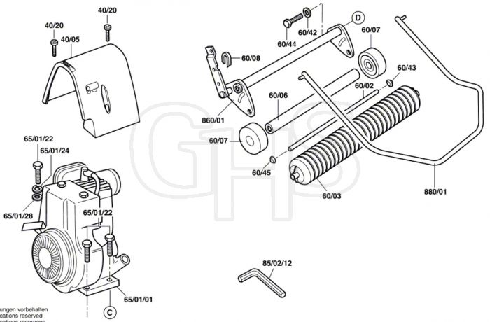 Qualcast Classic Petrol 35S - F016305542 - Front Roller Assembly