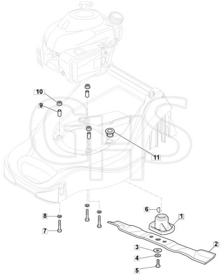 HP41 - 2017-2020 - 297411048/M17 - Mountfield Rotary Mower Blade Diagram