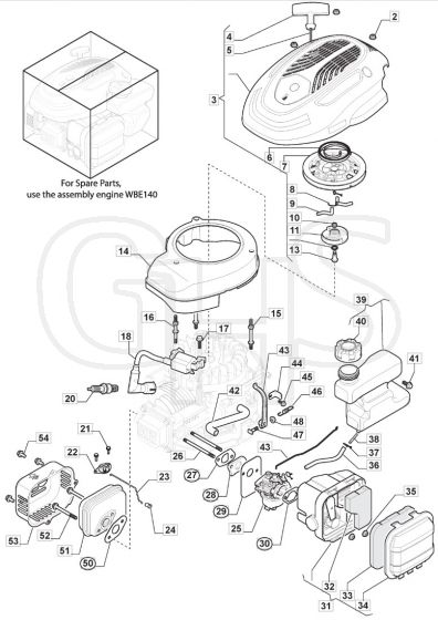 HP414 - 2020 - 297411043/M20 - Mountfield Rotary Mower Engine Diagram