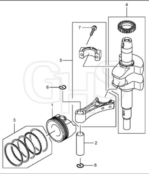 Hayter 21 Inch Heavy Duty - 455E (455E280000001 - 455E280999999) - Piston - Crankshaft Assembly