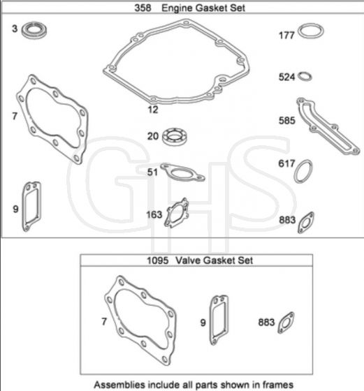 Hayter R53S - 448E (448E290000001 - 448E290000999) - Engine - Gaskets B&S 126T05-0239-B1