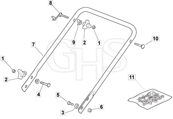 S421 HP - 2008 - 294434043/UM8 - Mountfield Rotary Mower Lower Handle Diagram
