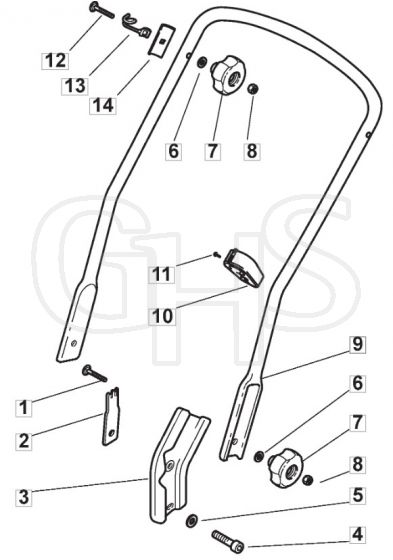 MB482 SB - 2005-2007 - 12-5686-92 - Mountfield Rotary Mower Lower Handle Diagram