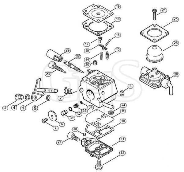 Genuine Stihl KM85 R / L - Carburetor C1Q-S63 (15.2003)