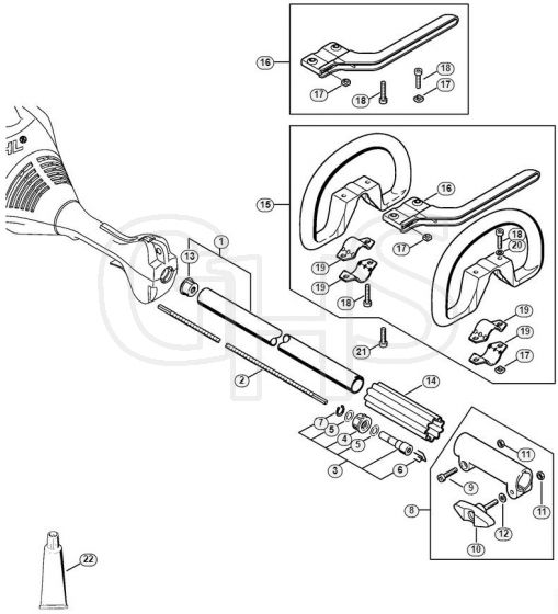 Genuine Stihl KM55 R / W - Drive tube assembly, Loop handle