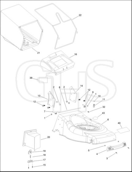 Hayter Osprey 46 - 611A (318000001 - 318999999) - Deck - Grass Bag Assembly