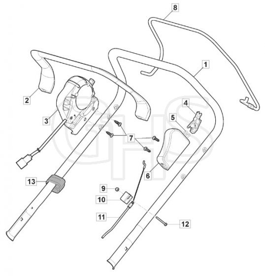 EMPRESS 51 Li Kit - 2022 - 2L0536803/M22 - Mountfield Rotary Mower Upper Handle Diagram