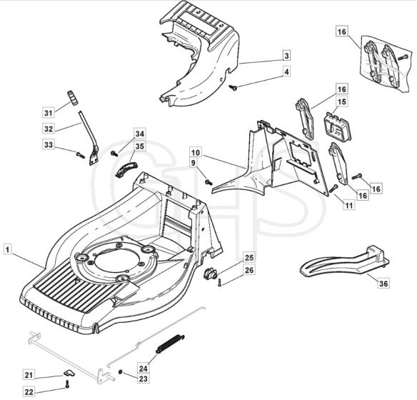 M40 PD - 2006-2007 - 292502023/MOU - Mountfield Rotary Mower Deck Diagram